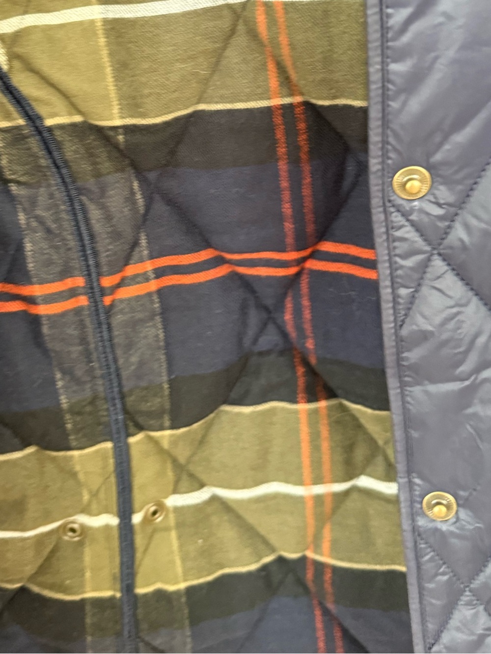 This Barbour × Orvis Hubbard quilted jacket navy w/classic plaid NWOT SZ 8 - Picture 3 of 10
